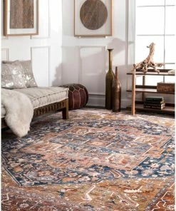 Cheapest 🔥 NuLOOM Ehtel Medallion Fringe Traditional Area Rug, Rust, 6'7"x9'4" 🔔 -Cheap Rugs Store 94e1d0270e964099 1169 w800 h800 b0 p0