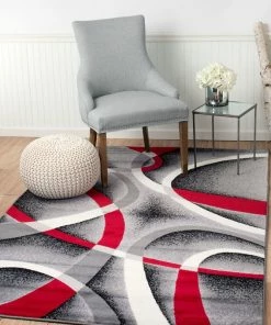 Best deal 🔥 Rug And Decor Inc. Summit Gray Red Abstract Area Rug, 7'4"x10'6" ❤️