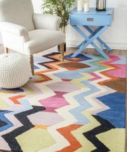 Cheapest ⭐ NuLOOM Hand-Tufted Tikal Striped Chevron AH05 Rug, Multi, 5'x8' 🎁