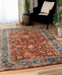 Best Sale 😉 Palmetto Living By Orian Alexandra Ankara Area Rug, Red, 5'3"x7'6" 😀