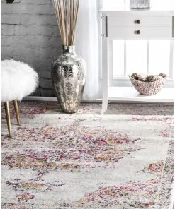 Hot Sale โค๏ธ NuLOOM Sunny Wildflower Medallion Area Rug, Pink, 5'x7'5" โจ