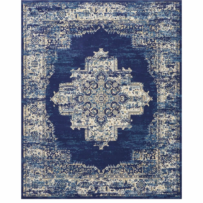 New ⭐ Nourison Grafix Area Rug, Navy Blue, 7'10"x9'10" ✔️ 3 New ⭐ Nourison Grafix Area Rug, Navy Blue, 7'10"x9'10" ✔️ - Image 3