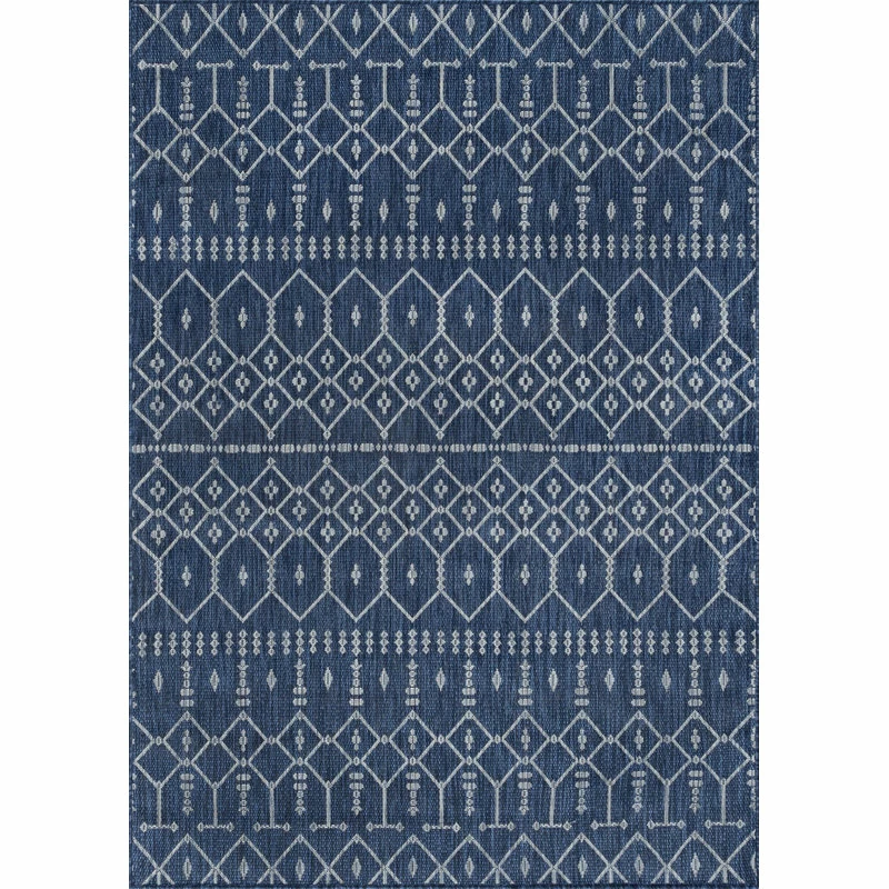 Budget 🔥 Tayse Rugs Evka Contemporary Geometric Navy Rectangle Indoor/Outdoor Area Rug, 8'x10' 👏 2 Budget 🔥 Tayse Rugs Evka Contemporary Geometric Navy Rectangle Indoor/Outdoor Area Rug, 8'x10' 👏 - Image 2