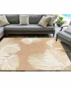 Best Pirce ⌛ Liora Manne Carmel Palm Indoor/Outdoor Rug, Sand, 7'10"x9'10" 😀 -Cheap Rugs Store 9eb1030800ba6a36 0074 w800 h800 b0 p0