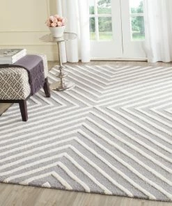 Budget 🎁 Safavieh Cambridge Collection CAM129 Rug, Silver/Ivory, 10' Square 😍
