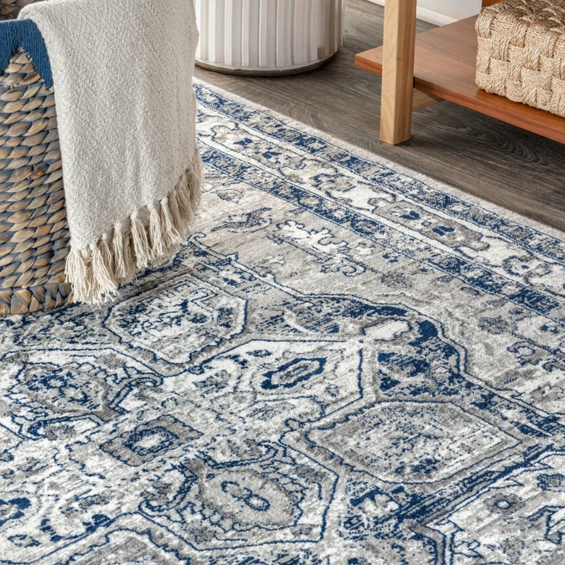 Discount 😉 JONATHAN Y Modern Persian Vintage Medallion Light Grey/Navy 8' X 10' Area Rug ✔️ 5 Discount 😉 JONATHAN Y Modern Persian Vintage Medallion Light Grey/Navy 8' X 10' Area Rug ✔️ - Image 5