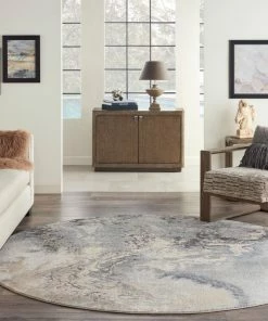 Buy 🧨 Nourison Maxell Modern Abstract Area Rug, Gray, 8' Round 💯 -Cheap Rugs Store a7312fe20eb5997e 7673 w800 h800 b0 p0