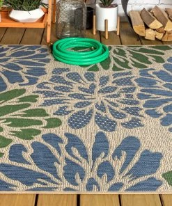Wholesale 🔥 JONATHAN Y Zinnia Modern Floral Textured Weave Indoor/Outdoor Navy/Green 9'x12' Area Rug 🔥 -Cheap Rugs Store a78188d900788f21 7793 w800 h800 b0 p0