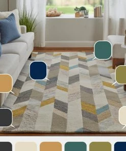 Best Sale 👏 Feizy Rugs Weave & Wander Binada Tufted Blue/Ivory Rug, Gray/Gold, 5' X 8' 🎁