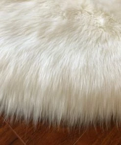 New 👏 Lambzy Super Soft Faux Sheepskin Silky Shag Rug, White, 6' Round ⌛ -Cheap Rugs Store af91ebc40bb10a04 9123 w800 h800 b0 p0