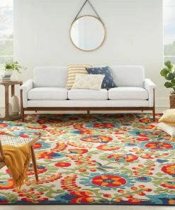 Deals 💯 Nourison Aloha Multicolor 10 Ft. X 14 Ft. Floral Contemporary Indoor/Outdoor Area Rug 🔥 -Cheap Rugs Store b9710aa20228e09a 6365 w800 h800 b0 p0
