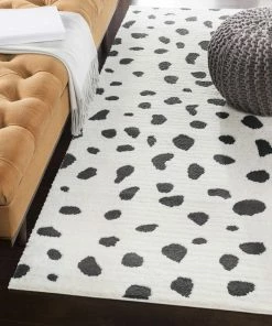 Hot Sale 🔔 Hauteloom Tariffville Dalmatian Black White 7'10" X 10'3" Area Rug ⌛
