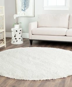 Brand new ⌛ Safavieh California Shag Collection SG151 Rug, White, 6'7" Round 🌟