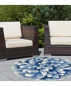 Discount ๐งจ Liora Manne Frontporch Mum Rug, Blue, 3' Round ๐