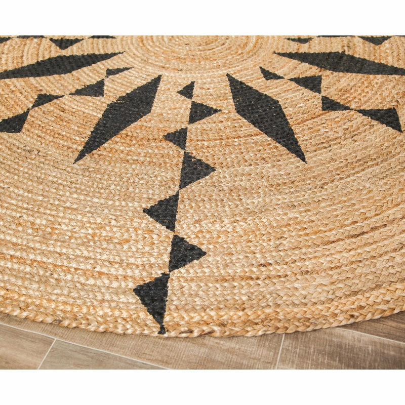 Outlet ❤️ Anji Mountain Jute Round Tribal Line Black Print, 6' Round 😀 5 Outlet ❤️ Anji Mountain Jute Round Tribal Line Black Print, 6' Round 😀 - Image 5