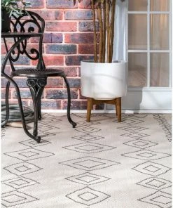 Wholesale ✨ NuLOOM Geometric Transitional Moroccan Diamonds Outdoor Area Rug, Ivory, 5'3"x7'6" 🧨 -Cheap Rugs Store c261bbb50e965539 0788 w800 h800 b0 p0
