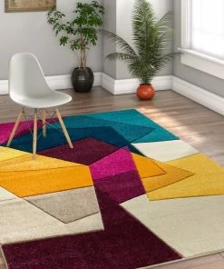 Best Pirce 👏 Well Woven Ruby Bombay Modern Geometric Violet Area Rug, 5'3"x7'3" 😀