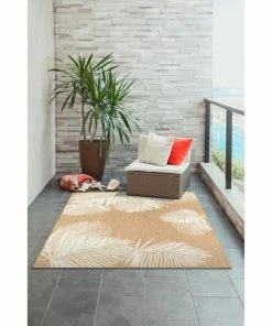 Best Pirce ⌛ Liora Manne Carmel Palm Indoor/Outdoor Rug, Sand, 7'10"x9'10" 😀 -Cheap Rugs Store c4f1999700ba6a38 0074 w800 h800 b0 p0