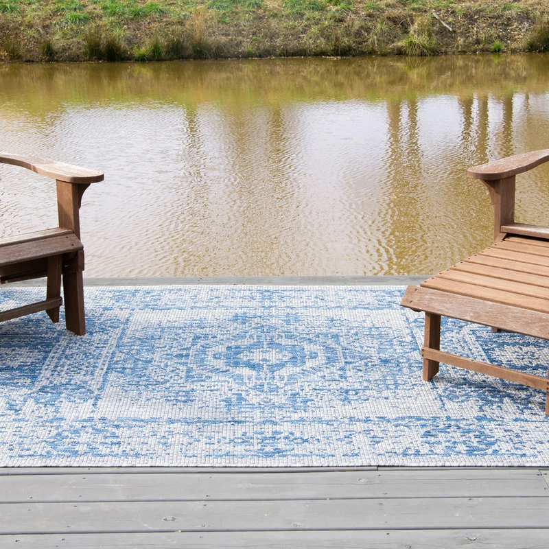 Brand new โ๏ธ Unique Loom Aqua Blue Timeworn Outdoor Area Rug, Blue, 9'x12' ๐งจ 1 Brand new โ๏ธ Unique Loom Aqua Blue Timeworn Outdoor Area Rug, Blue, 9'x12' ๐งจ