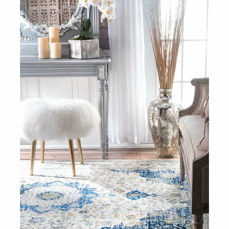 Cheapest ✔️ NuLOOM Traditional Medallion Verona Rug, Blue, 12'x15' ❤️ 4 Cheapest ✔️ NuLOOM Traditional Medallion Verona Rug, Blue, 12'x15' ❤️ - Image 4