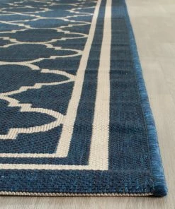 Buy 🔥 Safavieh Courtyard CY6918 Indoor/Outdoor Rug, Navy/Beige, 4' Round 🌟