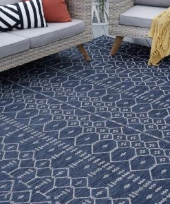 Budget ๐ฅ Tayse Rugs Evka Contemporary Geometric Navy Rectangle Indoor/Outdoor Area Rug, 8'x10' ๐