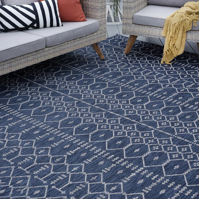 Budget 🔥 Tayse Rugs Evka Contemporary Geometric Navy Rectangle Indoor/Outdoor Area Rug, 8'x10' 👏 1 Budget 🔥 Tayse Rugs Evka Contemporary Geometric Navy Rectangle Indoor/Outdoor Area Rug, 8'x10' 👏