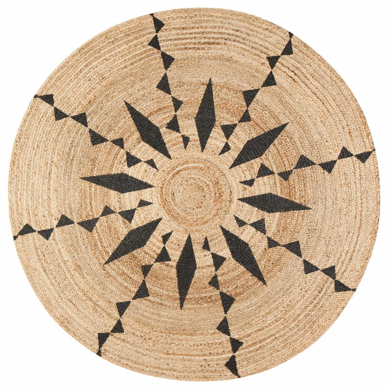 Outlet ❤️ Anji Mountain Jute Round Tribal Line Black Print, 6' Round 😀 2 Outlet ❤️ Anji Mountain Jute Round Tribal Line Black Print, 6' Round 😀 - Image 2