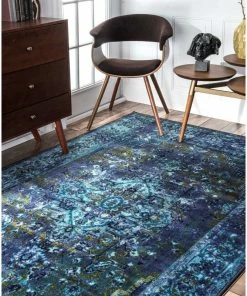 New 👍 NuLOOM Machine Made Jizah Rug, Blue, 5'x8' 💯