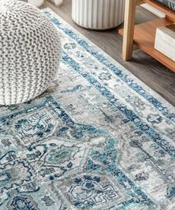 Best Sale 🥰 JONATHAN Y Modern Persian Vintage Medallion Light Grey/Blue 8' X 10' Area Rug ⭐ -Cheap Rugs Store d731a6dd0376ae61 2611 w800 h800 b0 p0