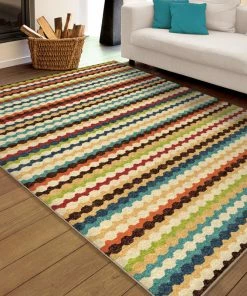 Best Sale 🔔 Orian Rugs Orian Veranda Indoor/Outdoor Connect The Dots Area Rug, Multi, 5'2"x7'6" 🔥