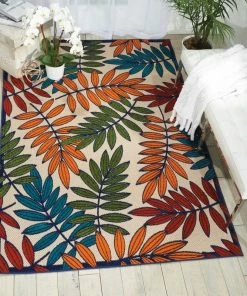 Best deal 🧨 Nourison Aloha Multicolor 8 Ft. X 11 Ft. Botanical Contemporary Indoor/Outdoor Area Rug 🌟