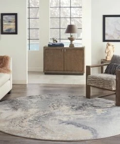 Buy 🧨 Nourison Maxell Modern Abstract Area Rug, Gray, 8' Round 💯 -Cheap Rugs Store da518a6f0eb59984 7673 w800 h800 b0 p0