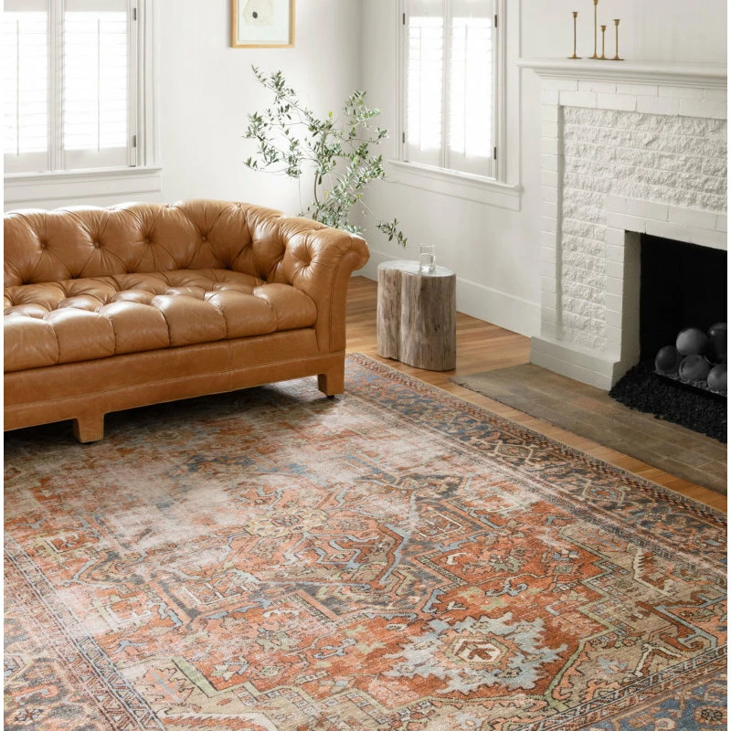 Best Pirce 😀 Loloi Rugs Terracotta, Sky Printed Polyester Loren Area Rug By Loloi, 7'6"x9'6" ⌛ 8 Best Pirce 😀 Loloi Rugs Terracotta, Sky Printed Polyester Loren Area Rug By Loloi, 7'6"x9'6" ⌛ - Image 8