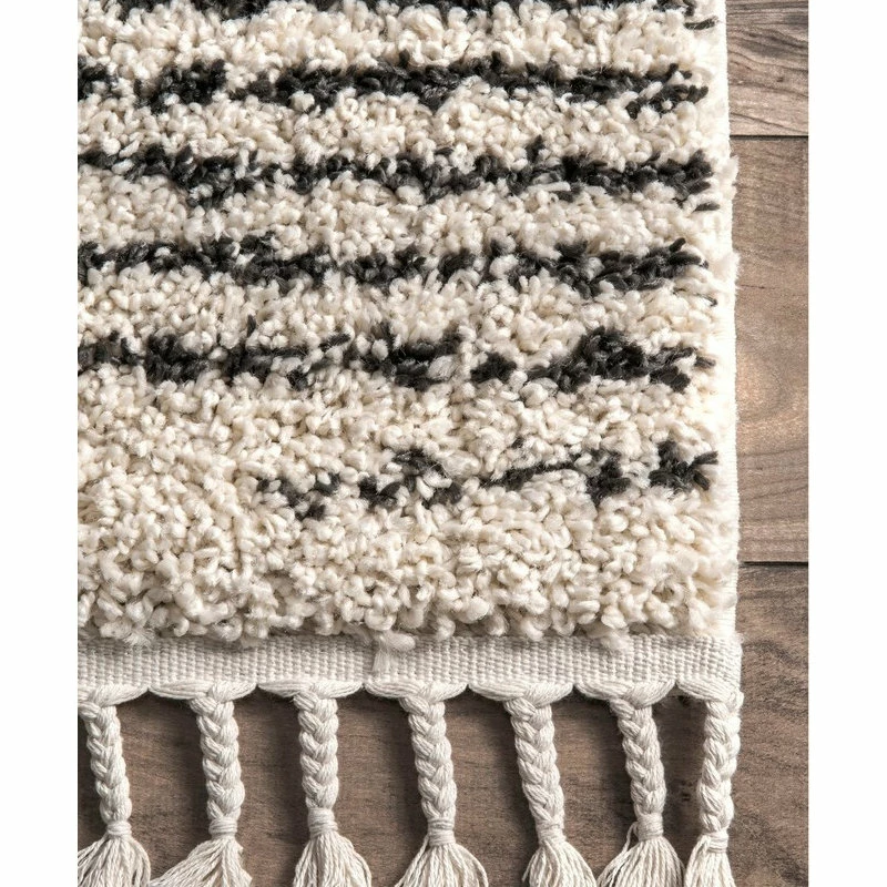 Deals 🧨 NuLOOM Striped Shag Area Rug, Off White, 6'7"x9' 🤩 5 Deals 🧨 NuLOOM Striped Shag Area Rug, Off White, 6'7"x9' 🤩 - Image 5