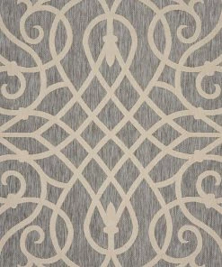 Deals ⭐ Nourison Palamos Modern Farmhouse Grey 7'10" X 9'10" Indoor Outdoor Area Rug 🛒