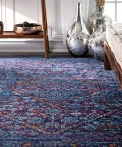Brand new 🤩 NuLOOM Traditional Vintage Bridget Diamond Medallion Rug, Purple, 9'x12' 🔥 -Cheap Rugs Store e151cf270e965b9f 2399 w800 h800 b0 p0