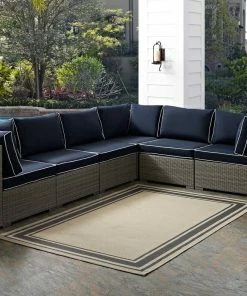 Flash Sale ๐ฅฐ LexMod Rim Solid Border Borderline 8"x10" Indoor And Outdoor Area Rug, Gray/Beige ๐