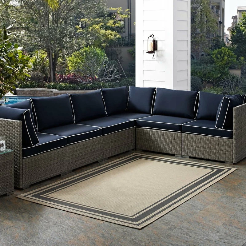 Flash Sale π₯° LexMod Rim Solid Border Borderline 8"x10" Indoor And Outdoor Area Rug, Gray/Beige π 1 Flash Sale π₯° LexMod Rim Solid Border Borderline 8"x10" Indoor And Outdoor Area Rug, Gray/Beige π