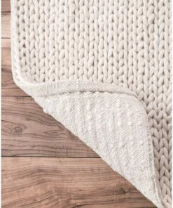 Best Sale ⭐ NuLOOM Braided Wool Hand Woven Chunky Cable Rug, Off White, 9'x12' 👏 -Cheap Rugs Store e58145170e9639fb 7071 w800 h800 b0 p0