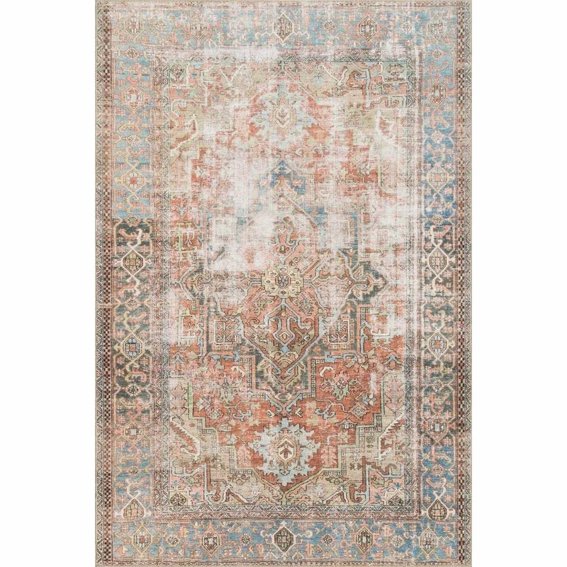 Best Pirce 😀 Loloi Rugs Terracotta, Sky Printed Polyester Loren Area Rug By Loloi, 7'6"x9'6" ⌛ 4 Best Pirce 😀 Loloi Rugs Terracotta, Sky Printed Polyester Loren Area Rug By Loloi, 7'6"x9'6" ⌛ - Image 4