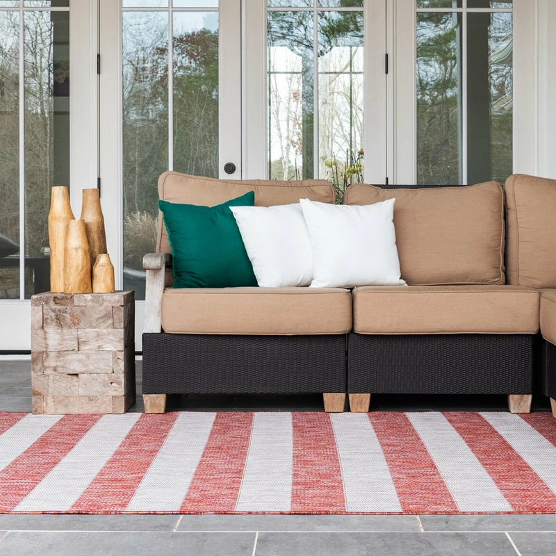 Deals 😍 Unique Loom Aqua Blue Striped Outdoor Area Rug, Rust Red, Beige, 5' X 8' 🔥 1 Deals 😍 Unique Loom Aqua Blue Striped Outdoor Area Rug, Rust Red, Beige, 5' X 8' 🔥