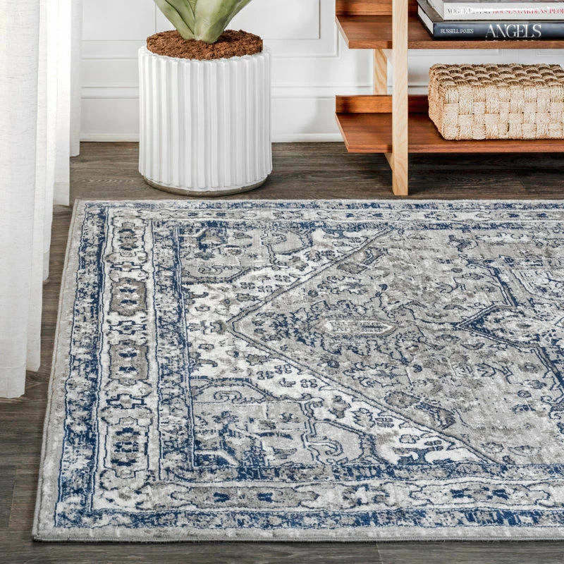 Discount 😉 JONATHAN Y Modern Persian Vintage Medallion Light Grey/Navy 8' X 10' Area Rug ✔️ 3 Discount 😉 JONATHAN Y Modern Persian Vintage Medallion Light Grey/Navy 8' X 10' Area Rug ✔️ - Image 3
