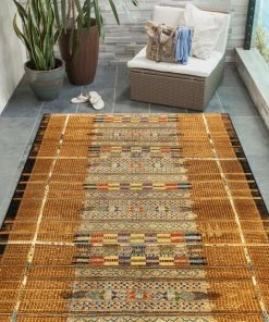Brand new 🎉 Liora Manne Marina Tribal Stripe Indoor/Outdoor Rug, Gold, 6'6"x9'3" 👏 -Cheap Rugs Store fe61be1b00d60e1f 9459 w800 h800 b0 p0
