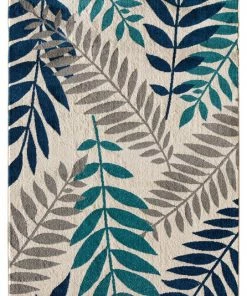 Brand new ❤️ Loomaknoti Terrace Tropic Rug, Snow And Sapphire, 7'10" X 9'10" 💯