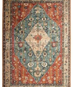 Discount 🔔 Sams International Rectangle Abacasa Sonoma Jewels Area Rug, Aqua/Celadon/Rust/Tan, 7'10"x10'10" 🛒
